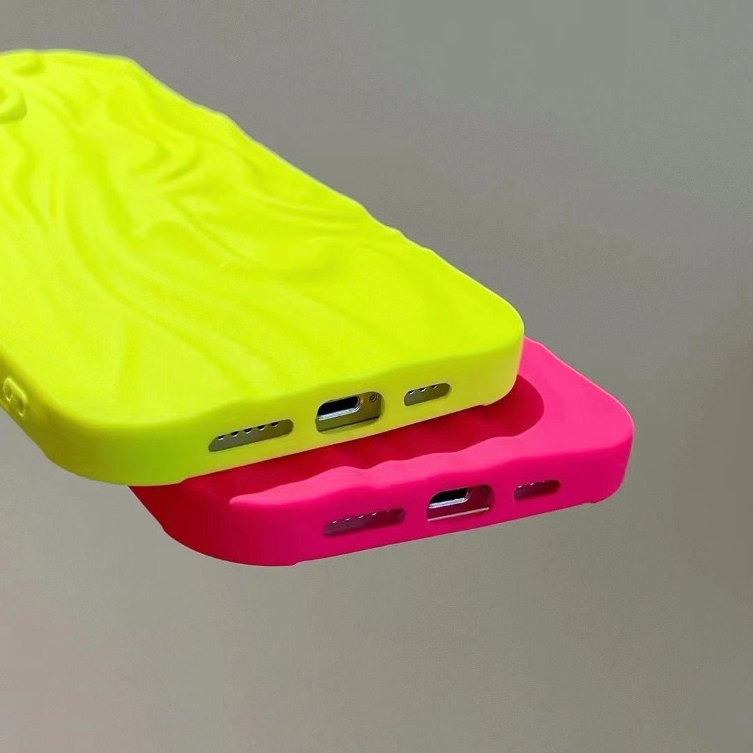 iPhone 13 Pro Neon Fluorescent Pleated Wavy Design Case Cover Clearance Sale