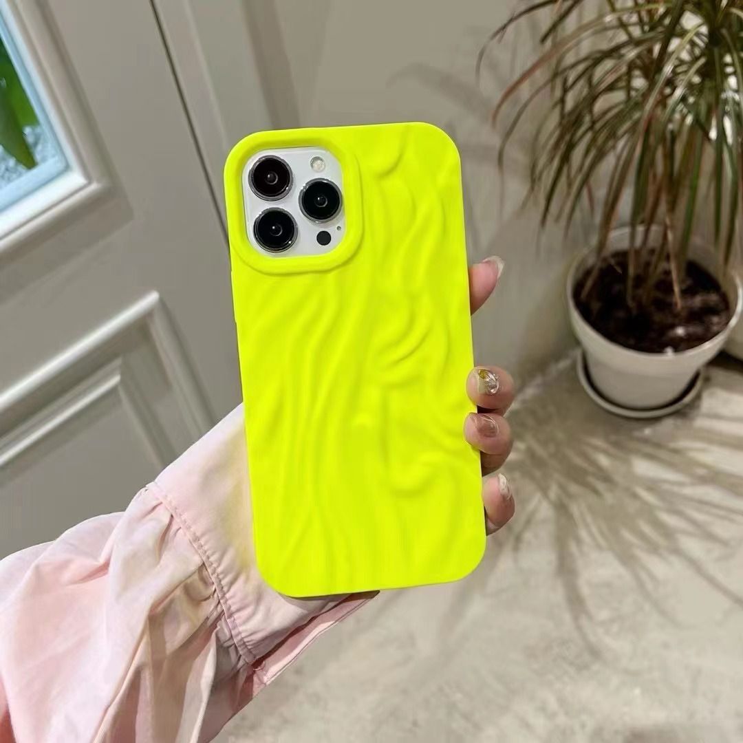 iPhone 13 Pro Neon Fluorescent Pleated Wavy Design Case Cover Clearance Sale
