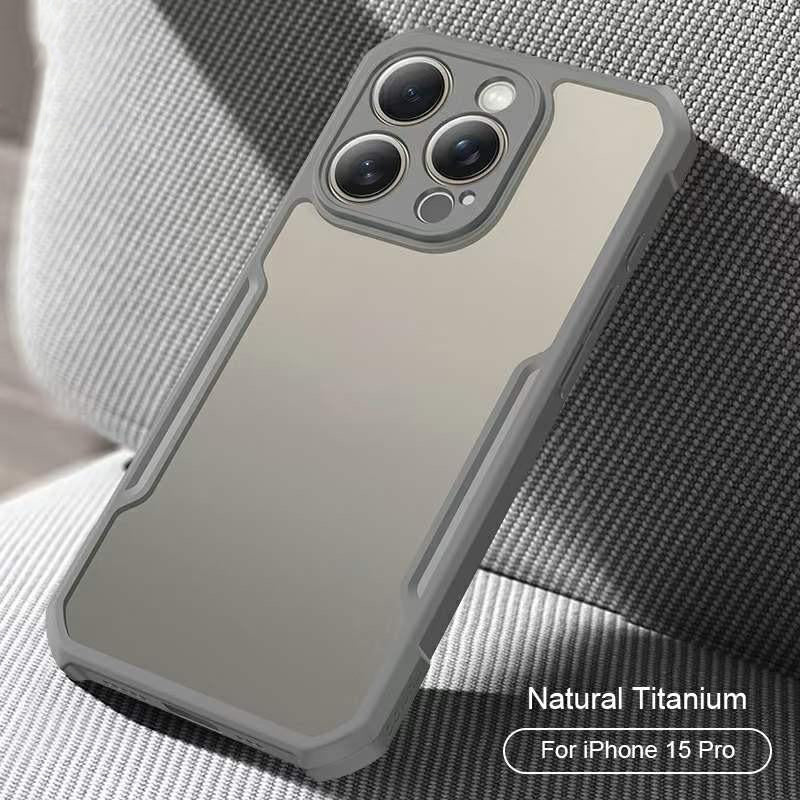 iPhone 15 Series Shockproof Airbags Bumper Transparent Back Cover Natural Titanium