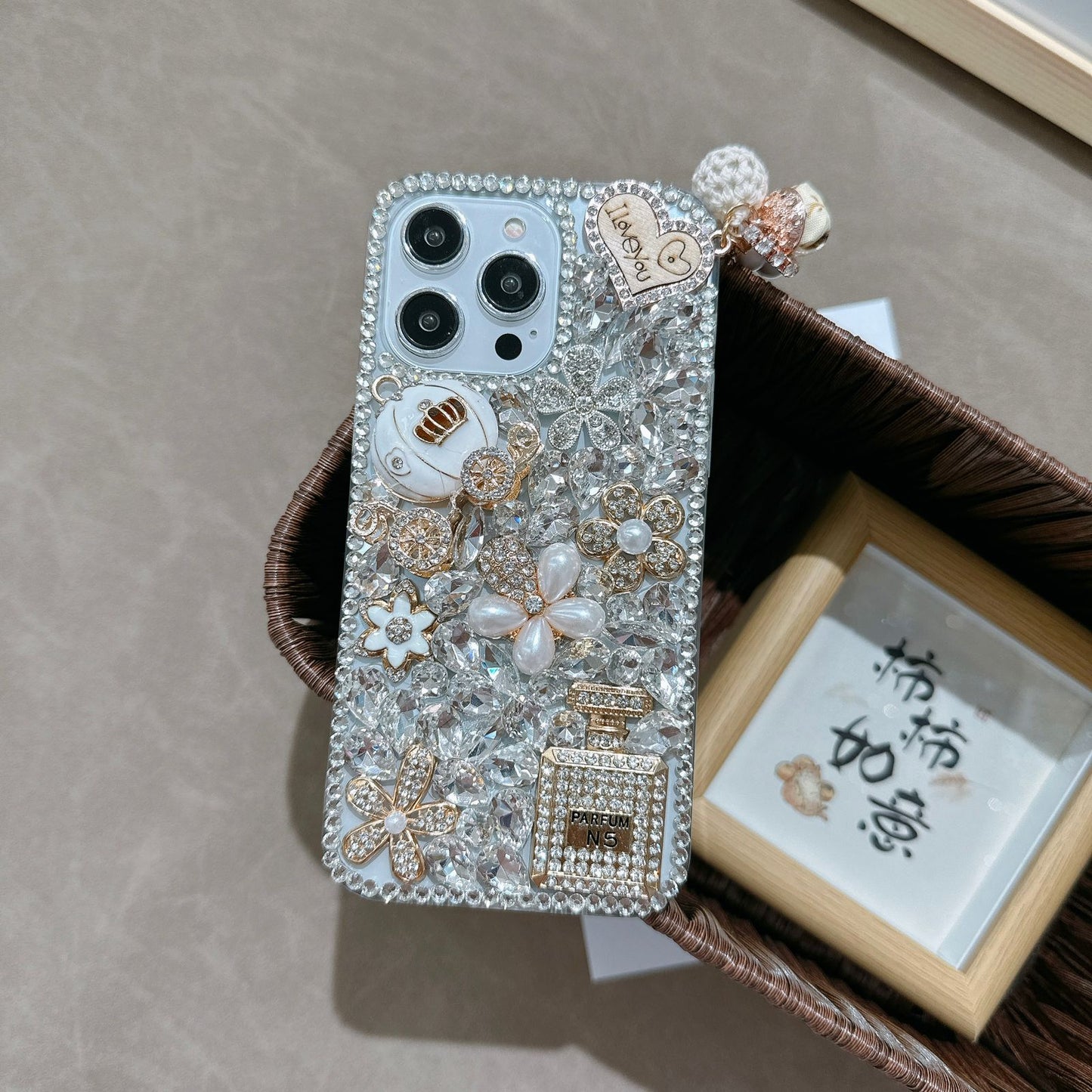 iPhone 15 Perfume Floral Diamond Shimmer Case Cover Clearance Sale
