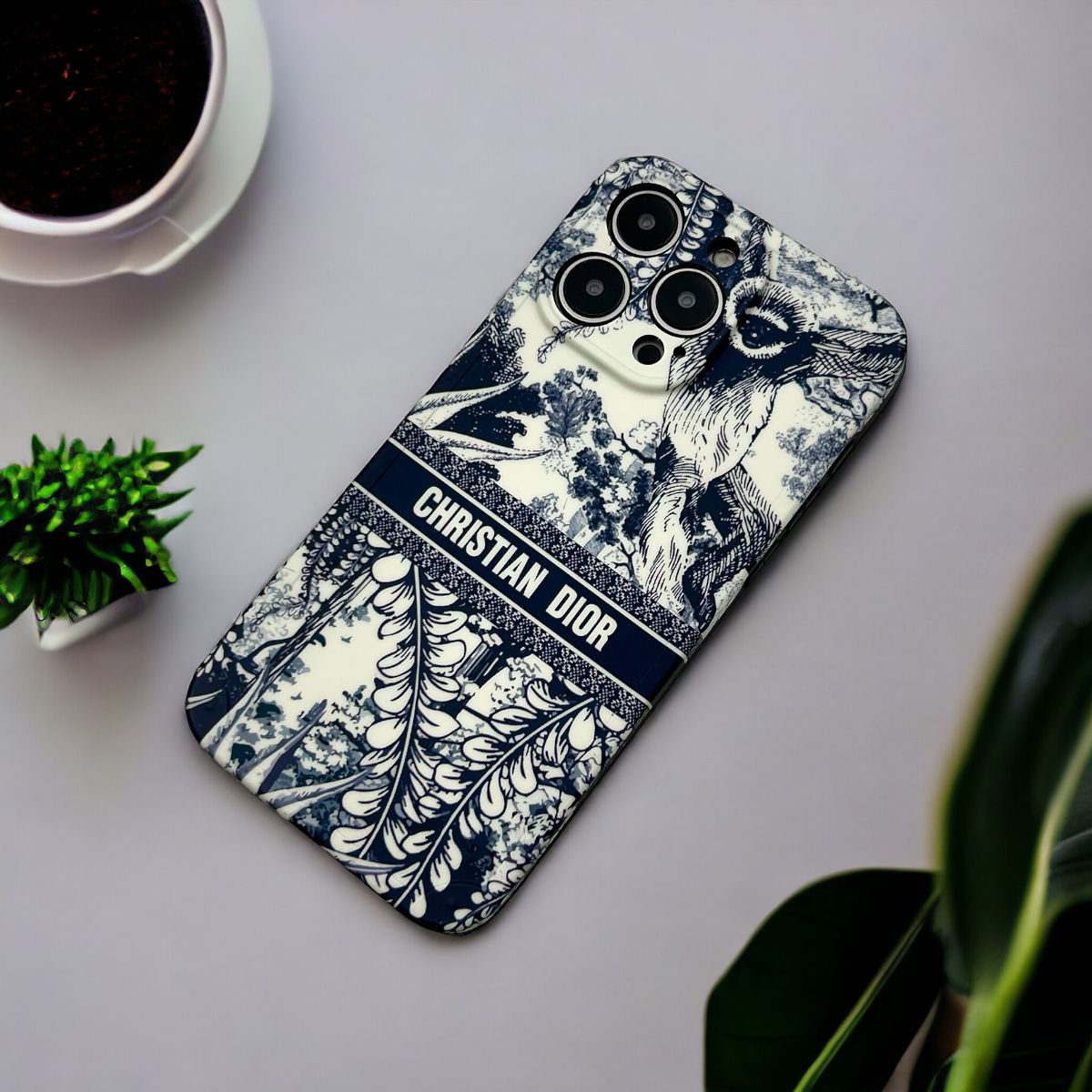 iPhone 15 Series Luxury CD Floral Pattern Camera Protection Case Cover