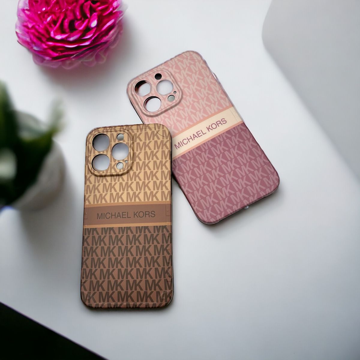 iPhone 16 Series Luxury MK Pattern Camera Protection Case Cover