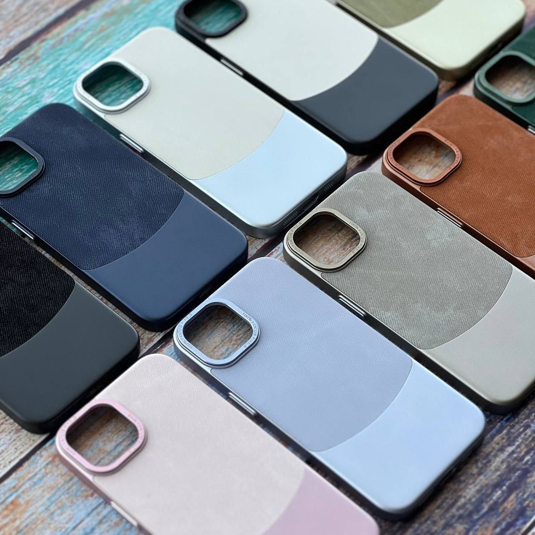 iPhone 15 Series Napa Texture Metallic PC Leather Phone Case