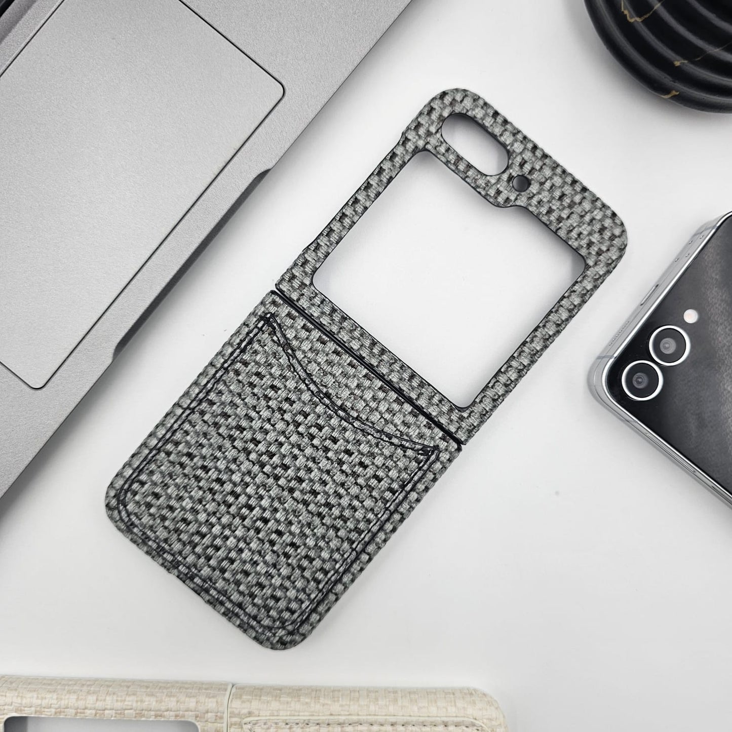 Samsung Galaxy Z Flip 5 Woven Pattern PU Leather Cardholder Case