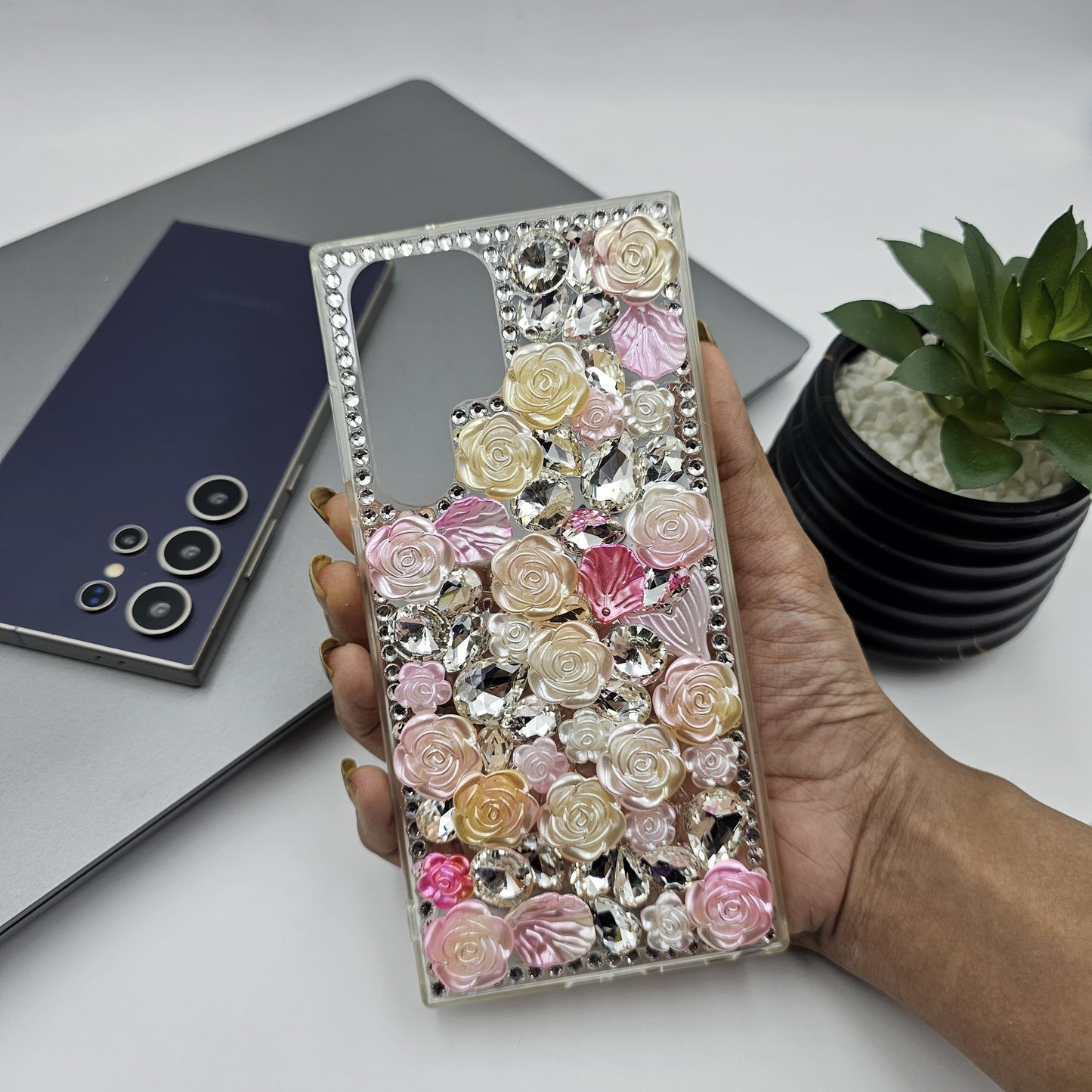 Samsung Galaxy S25 Ultra Rose Floral Rhinestone Diamond Case