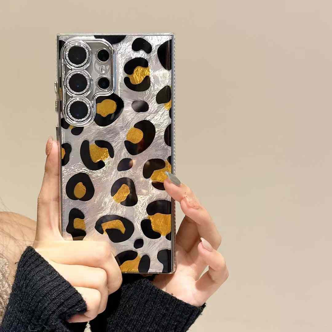 Samsung Galaxy S24 Ultra Leopard Plating Silver Shining Case