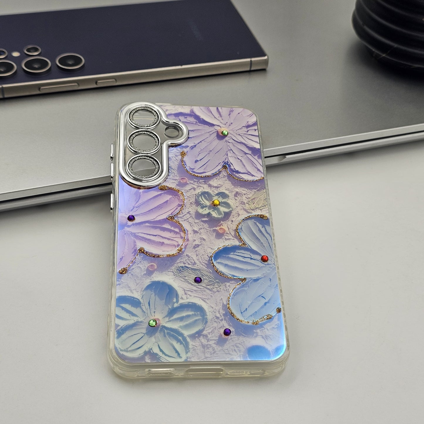 Samsung Galaxy S24 Plus 3D Floral Painting Shimmer Case