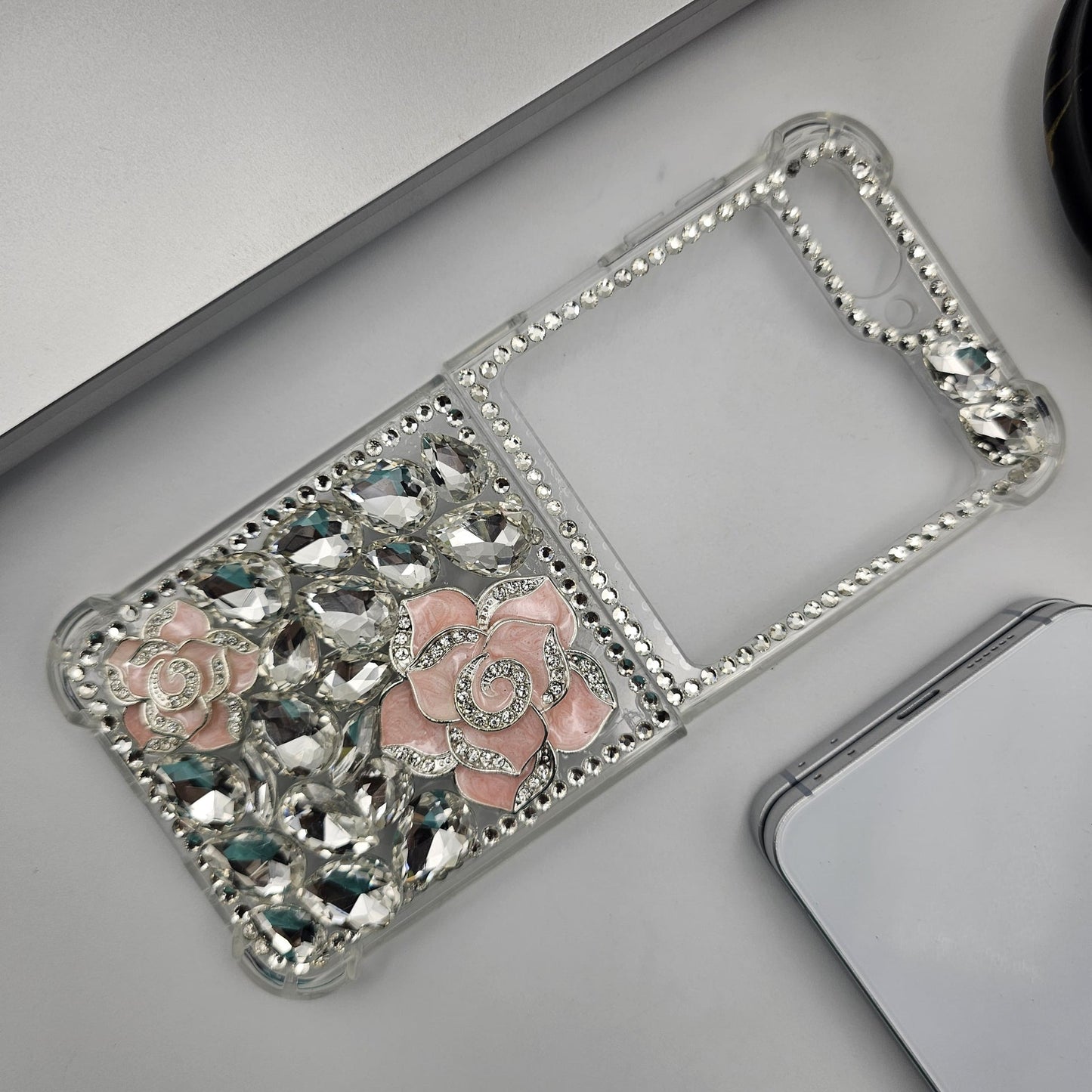 Bling Case with Rose Design & Rhinestones For Samsung Galaxy Z Flip 6 | Luxury Crystal Cover
