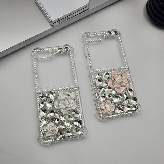 Samsung Galaxy Z Flip 6 Lotus Floral Rhinestone Diamond Case