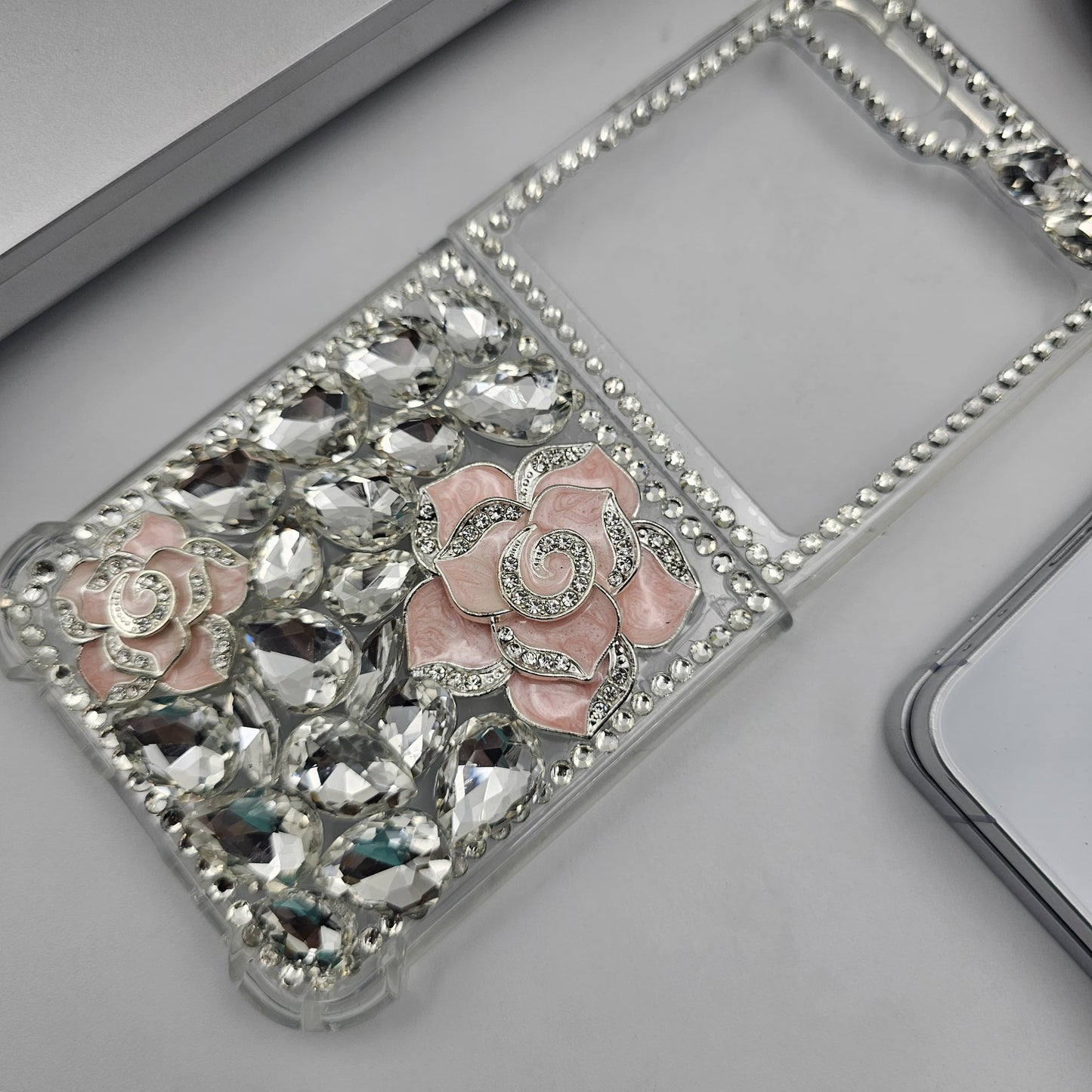 Bling Case with Rose Design & Rhinestones For Samsung Galaxy Z Flip 6 | Luxury Crystal Cover