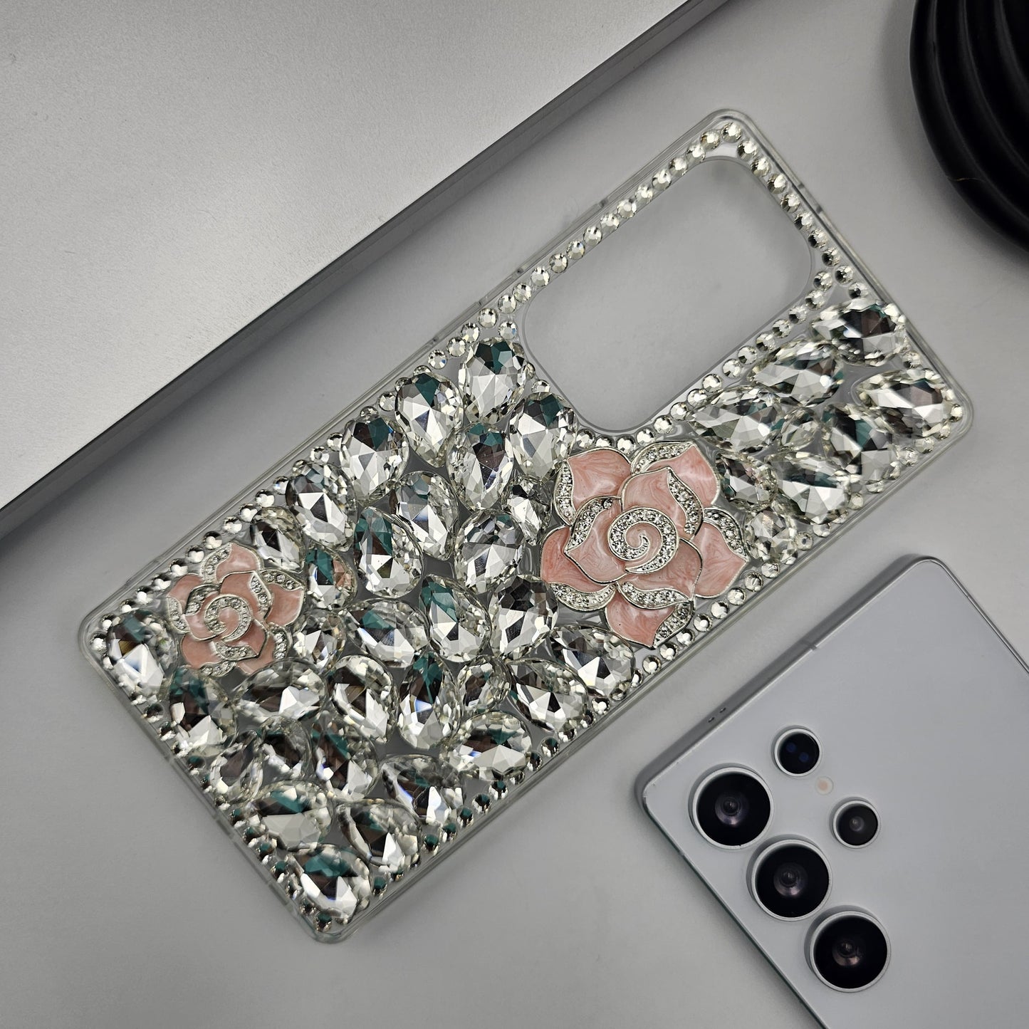 Samsung Galaxy S25 Ultra Lotus Floral Rhinestone Diamond Case