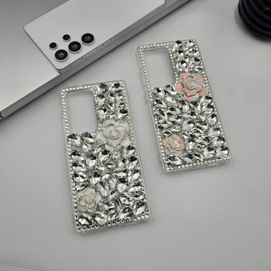 Samsung Galaxy S25 Ultra Lotus Floral Rhinestone Diamond Case