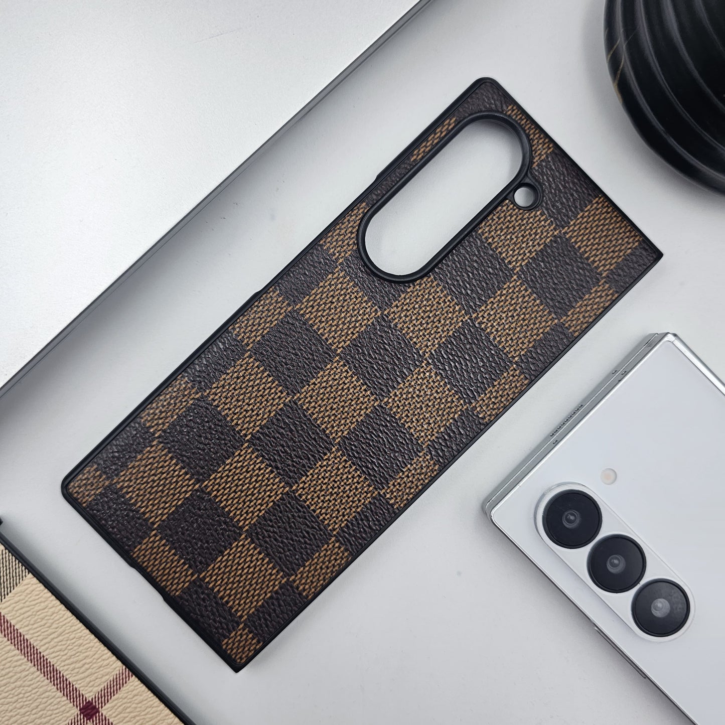 Samsung Galaxy Z Fold 6 Luxury Brand Pattern PU Leather Case