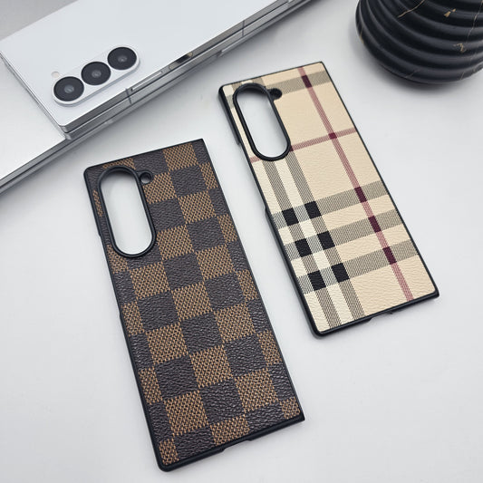 Samsung Galaxy Z Fold 6 Luxury Brand Pattern PU Leather Case