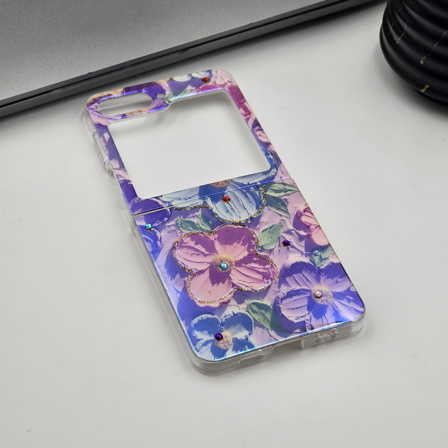 Samsung Galaxy Z Flip 6 3D Floral Painting Shimmer Case