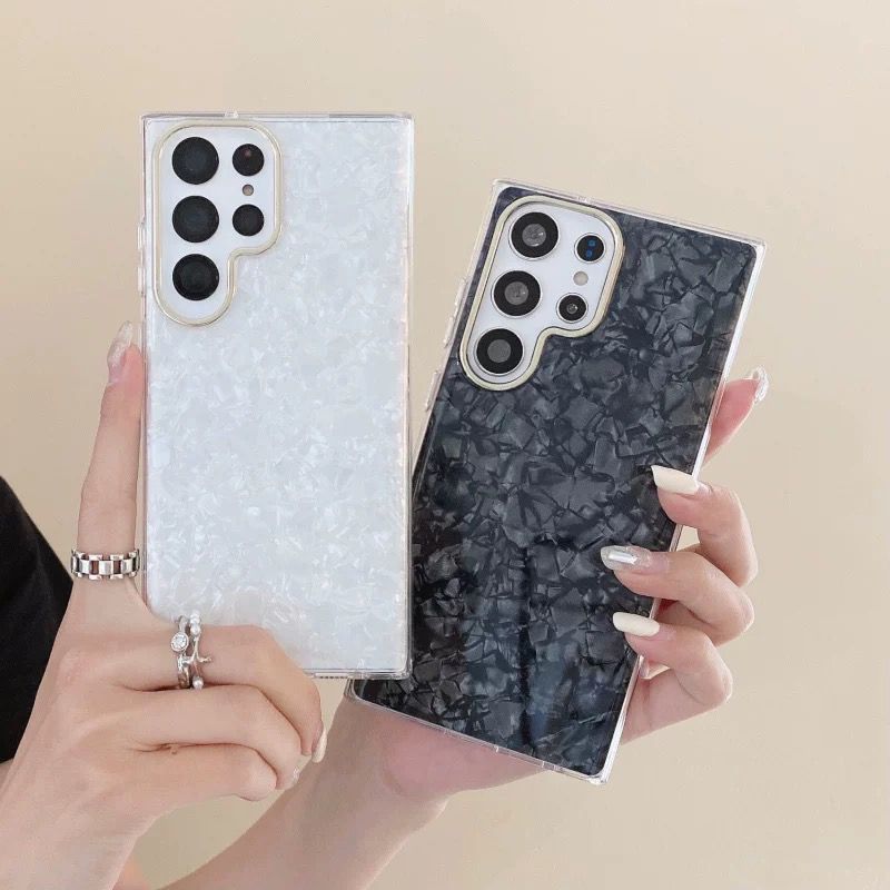 Samsung Galaxy S24 Ultra Glitter Shell Marble Pattern Case