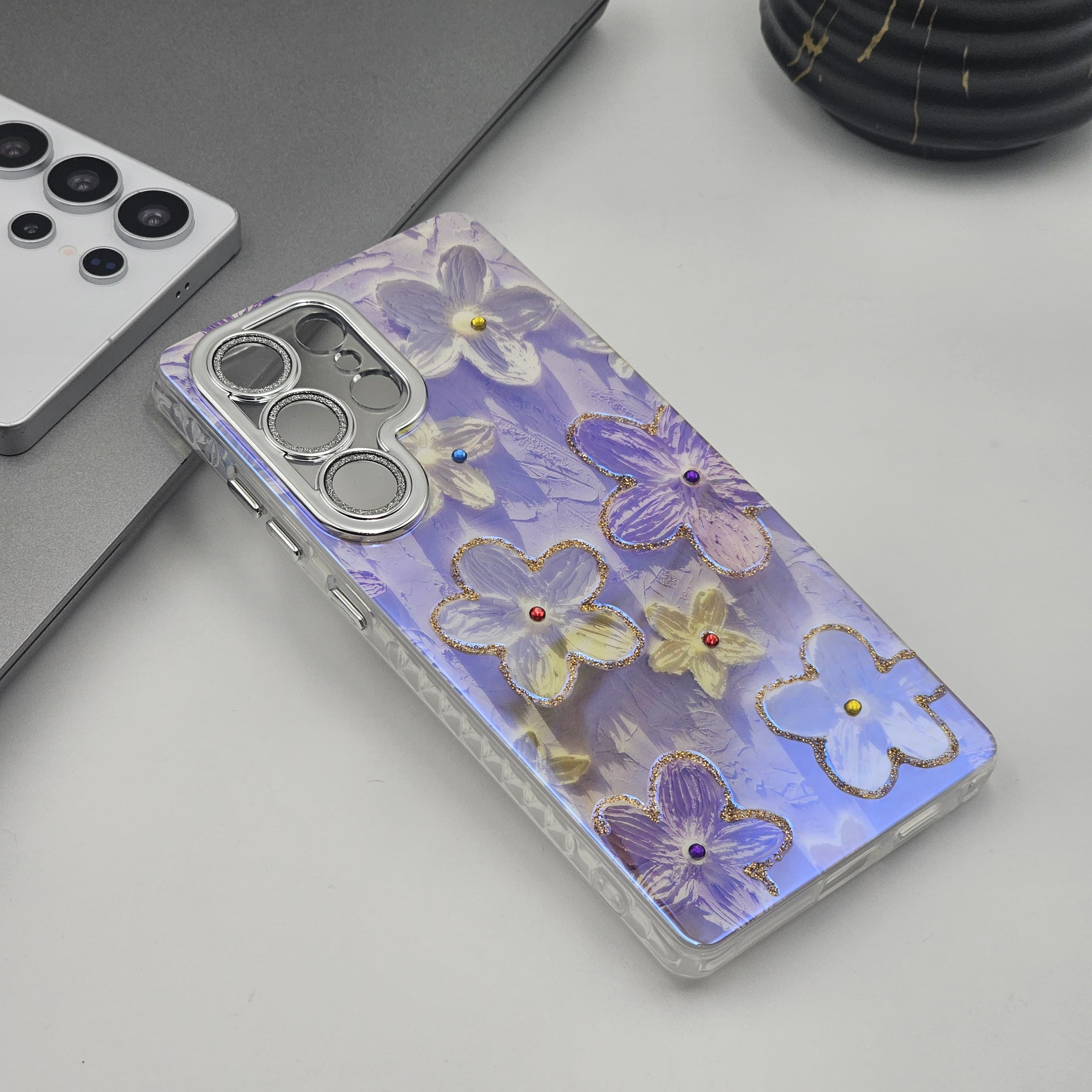 Samsung Galaxy S25 Ultra 3D Floral Painting Shimmer Case