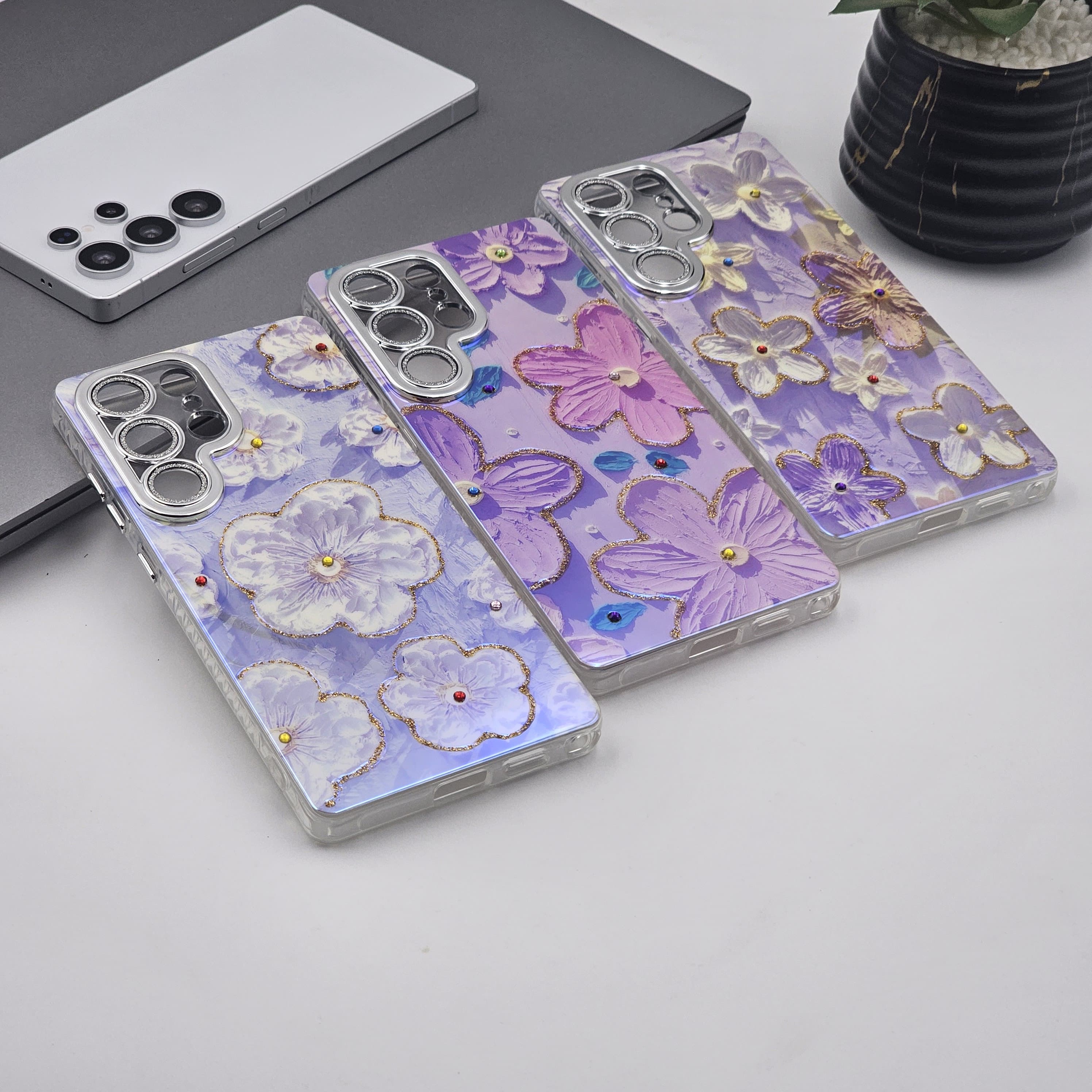 Samsung Galaxy S25 Ultra 3D Floral Painting Shimmer Case