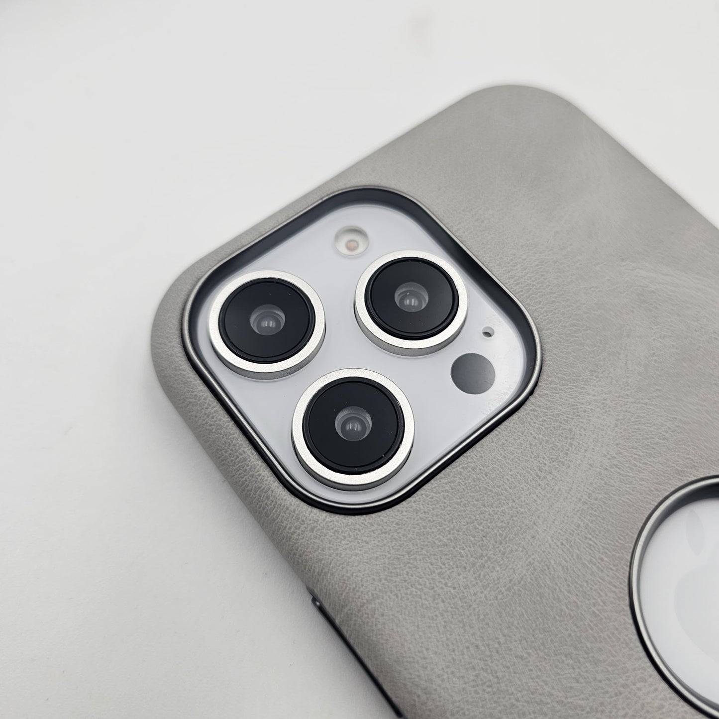 iPhone Luxury Leather Logo Cut Hidden Magsafe Case