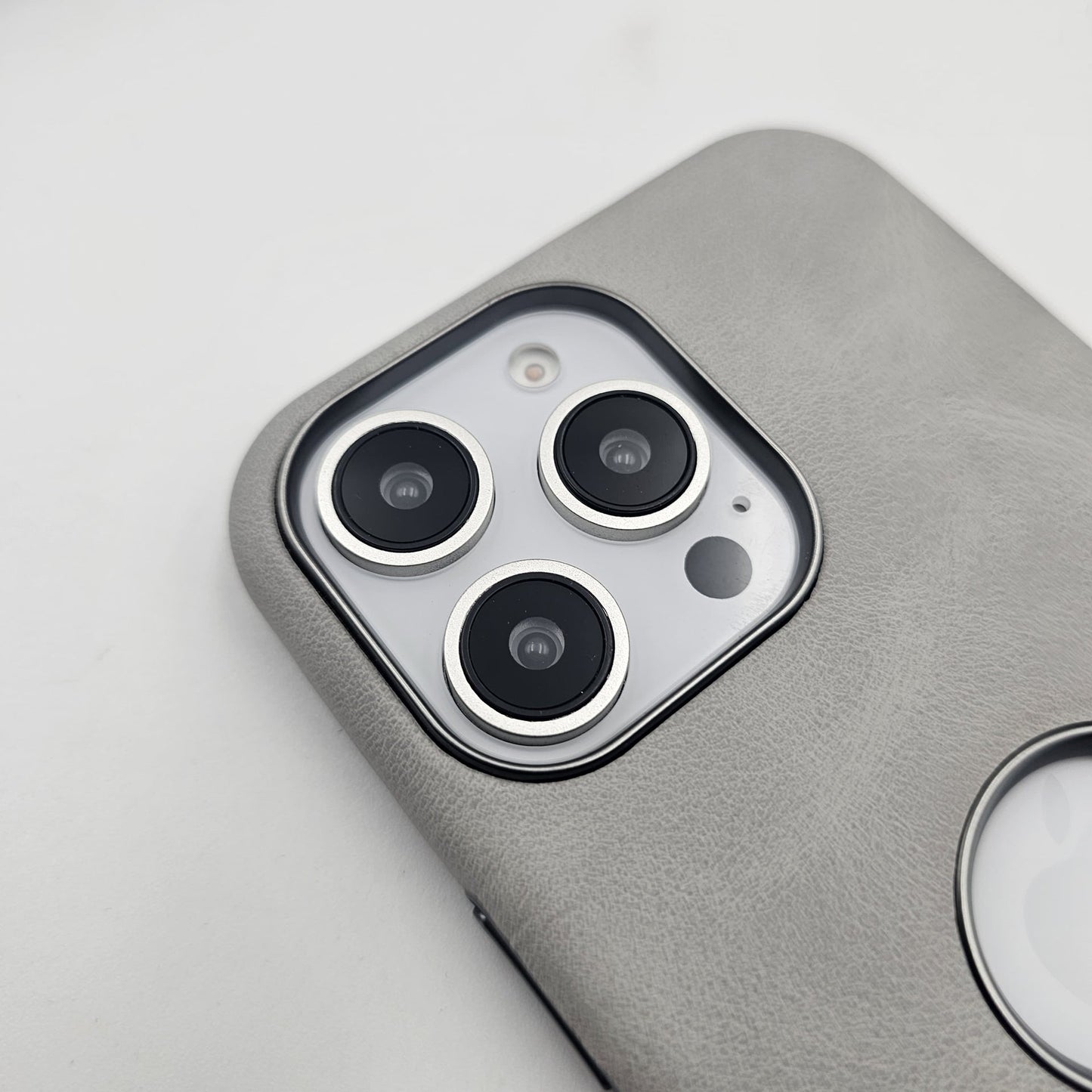iPhone Luxury Leather Logo Cut Hidden Magsafe Case