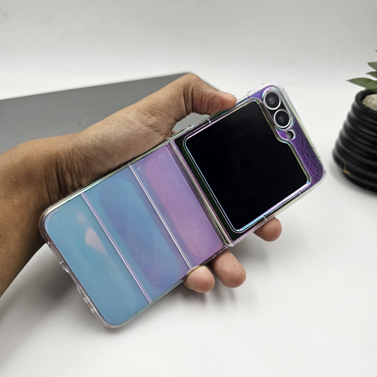 Holographic Gradient Case for Samsung Galaxy Z Flip 6 | Shiny Iridescent Hard Back Cover | Slim & Stylish