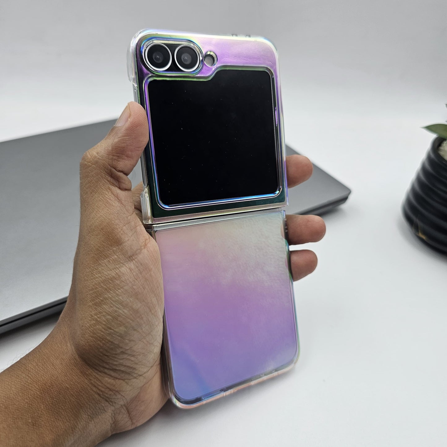 Holographic Gradient Case for Samsung Galaxy Z Flip 6 | Shiny Iridescent Hard Back Cover | Slim & Stylish