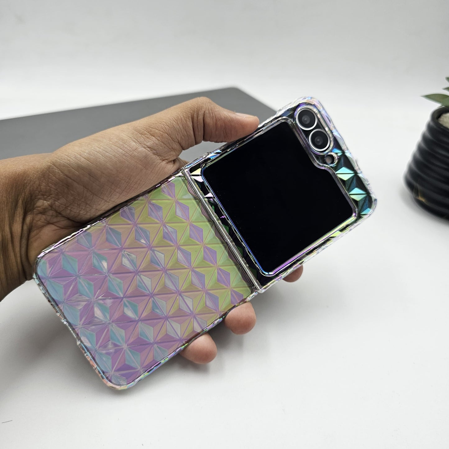 Holographic Gradient Case for Samsung Galaxy Z Flip 6 | Shiny Iridescent Hard Back Cover | Slim & Stylish