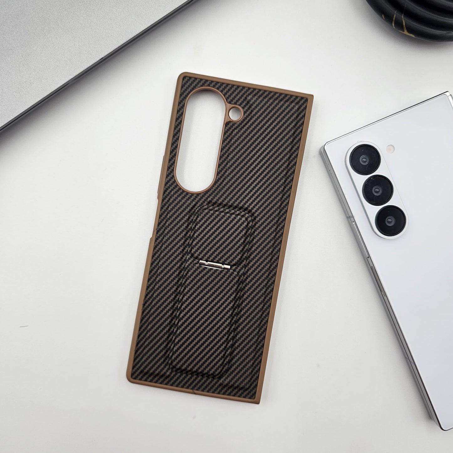 Samsung Galaxy Z Fold 5 Carbon Fibre With Stand Case