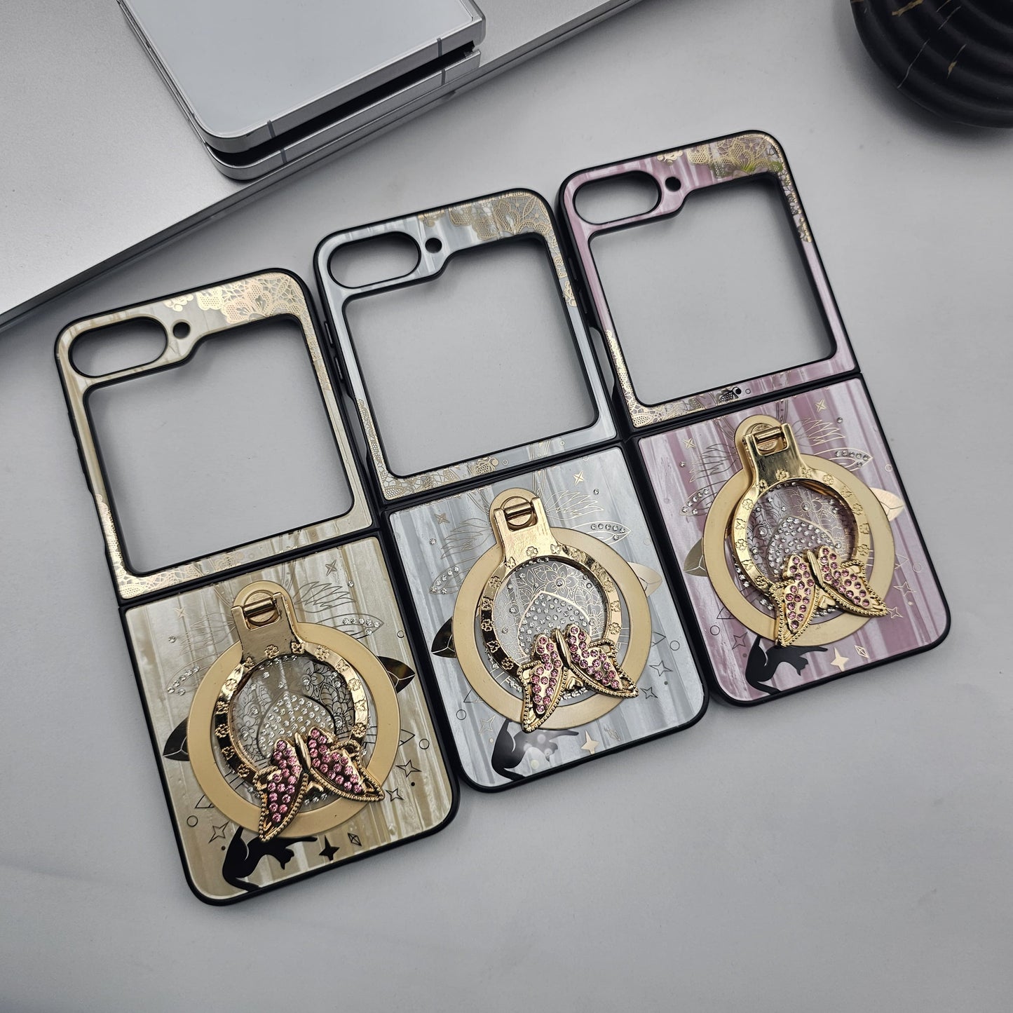 Samsung Galaxy Z Flip 6 3D Rhinestone Diamond Butterfly Case With Magsafe And Stand