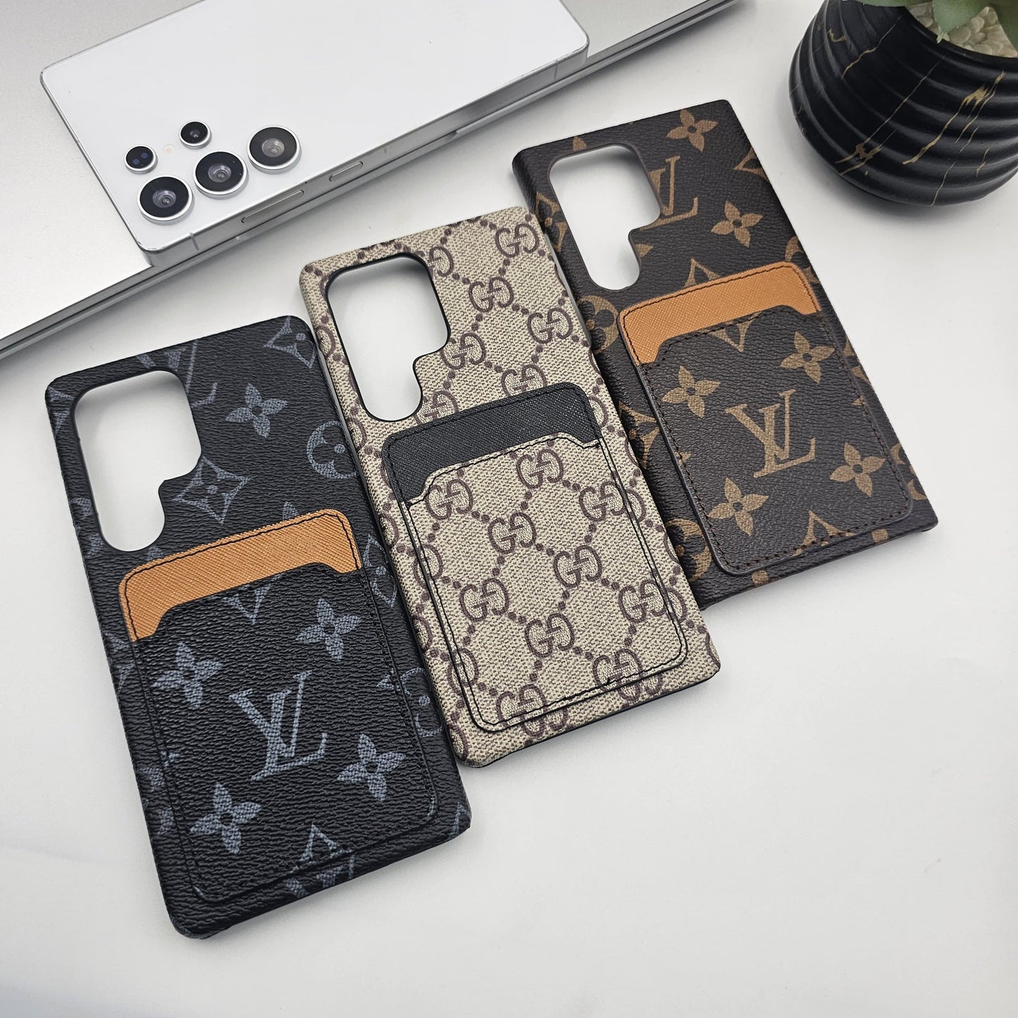 Samsung Galaxy S25 Ultra Luxury PU Leather Card Holder Case