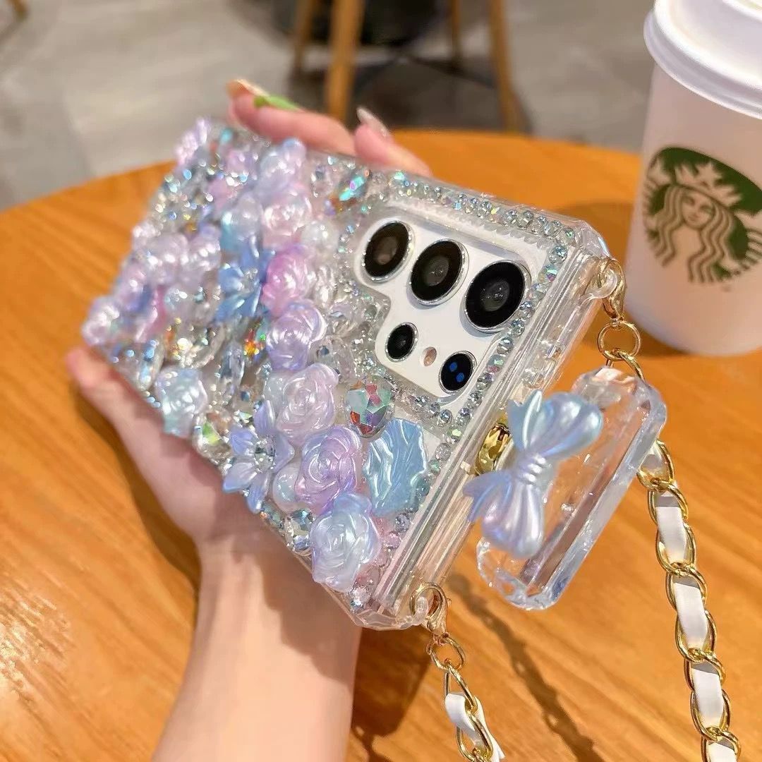 Perfume Bottle Floral Case With Sling for Samsung Galaxy S24 Ultra