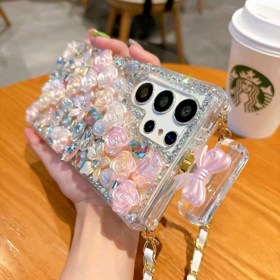 Perfume Bottle Floral Case With Sling for Samsung Galaxy S24 Ultra