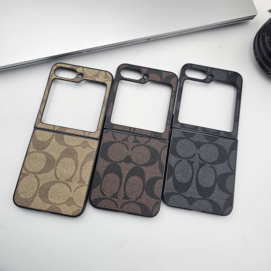 Samsung Galaxy Z Flip 6 Luxury Brand Pattern CC PU Leather Case Cover