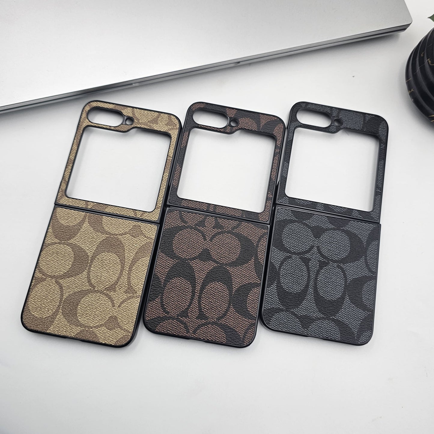 Samsung Galaxy Z Flip 5 Luxury Brand Pattern CC PU Leather Case Cover