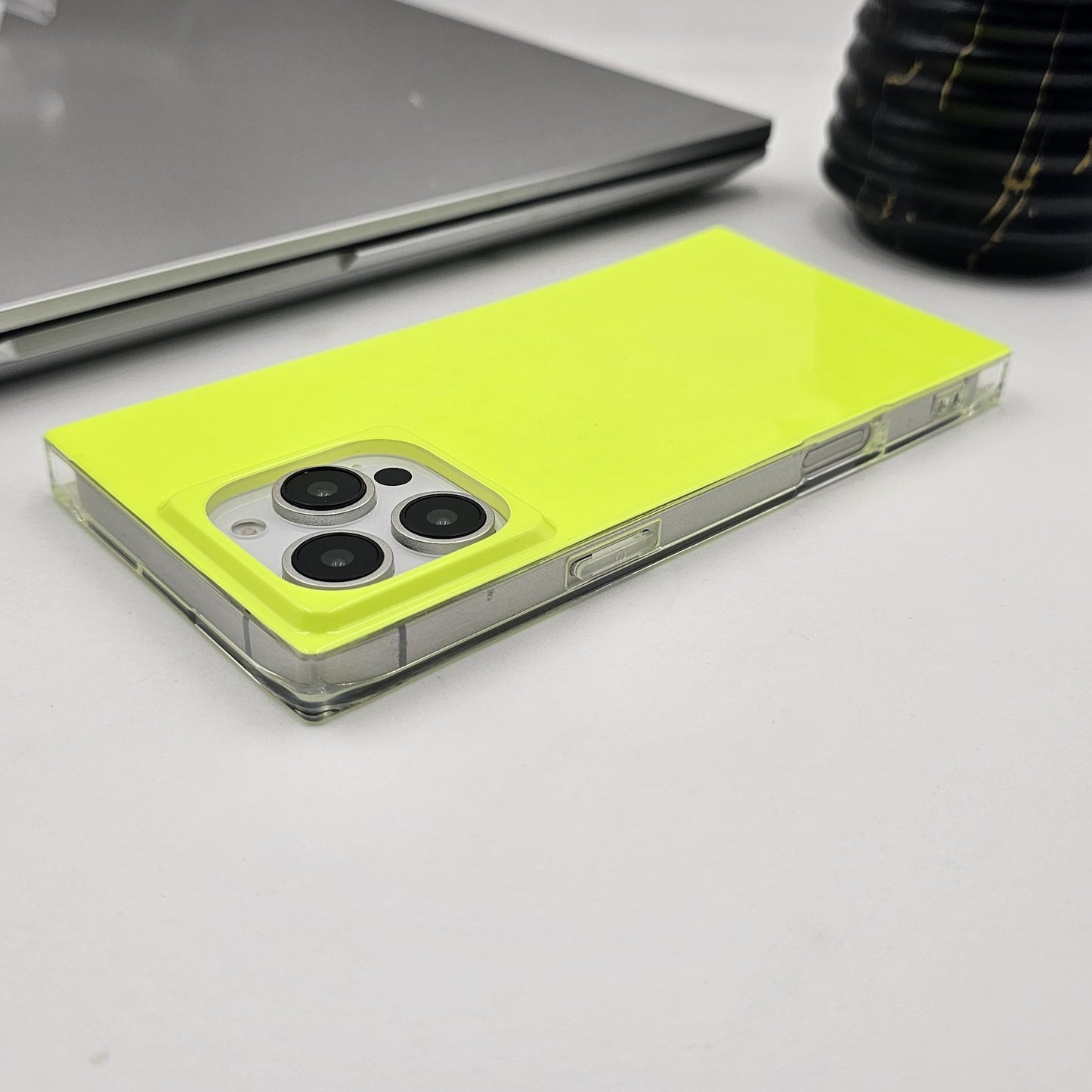 iPhone Fluorescent Square Shape Design Neon Color Solid Case
