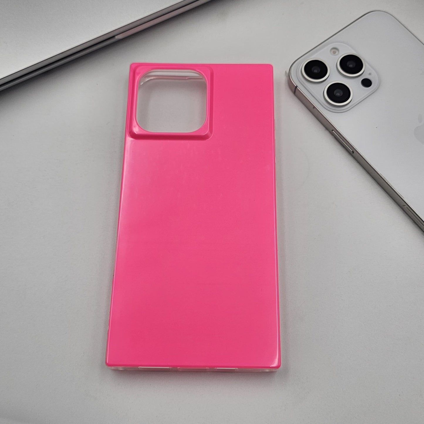 iPhone Fluorescent Square Shape Design Neon Color Solid Case