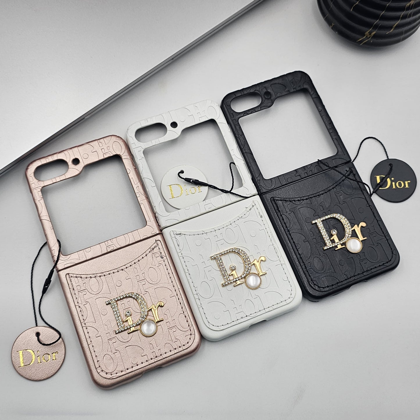 Samsung Galaxy Z Flip 6 CD Pearl Embossed Leather Cardholder Case
