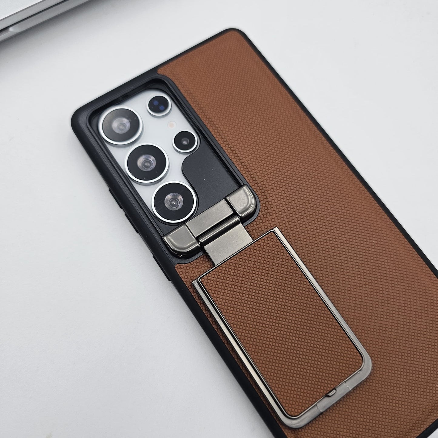 Dotted Leather Feel Case with Foldable Stand for Samsung Galaxy S23 Ultra | Premium Grip | Kickstand Style