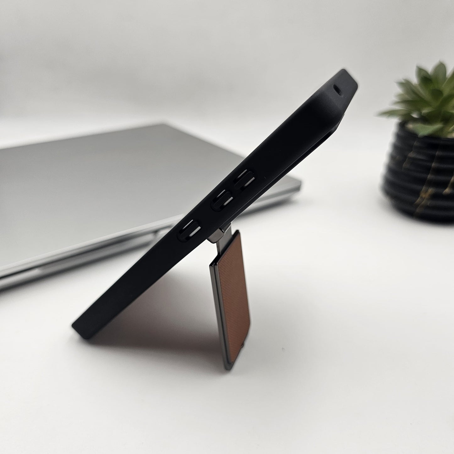 Dotted Leather Feel Case with Foldable Stand for Samsung Galaxy S23 Ultra | Premium Grip | Kickstand Style