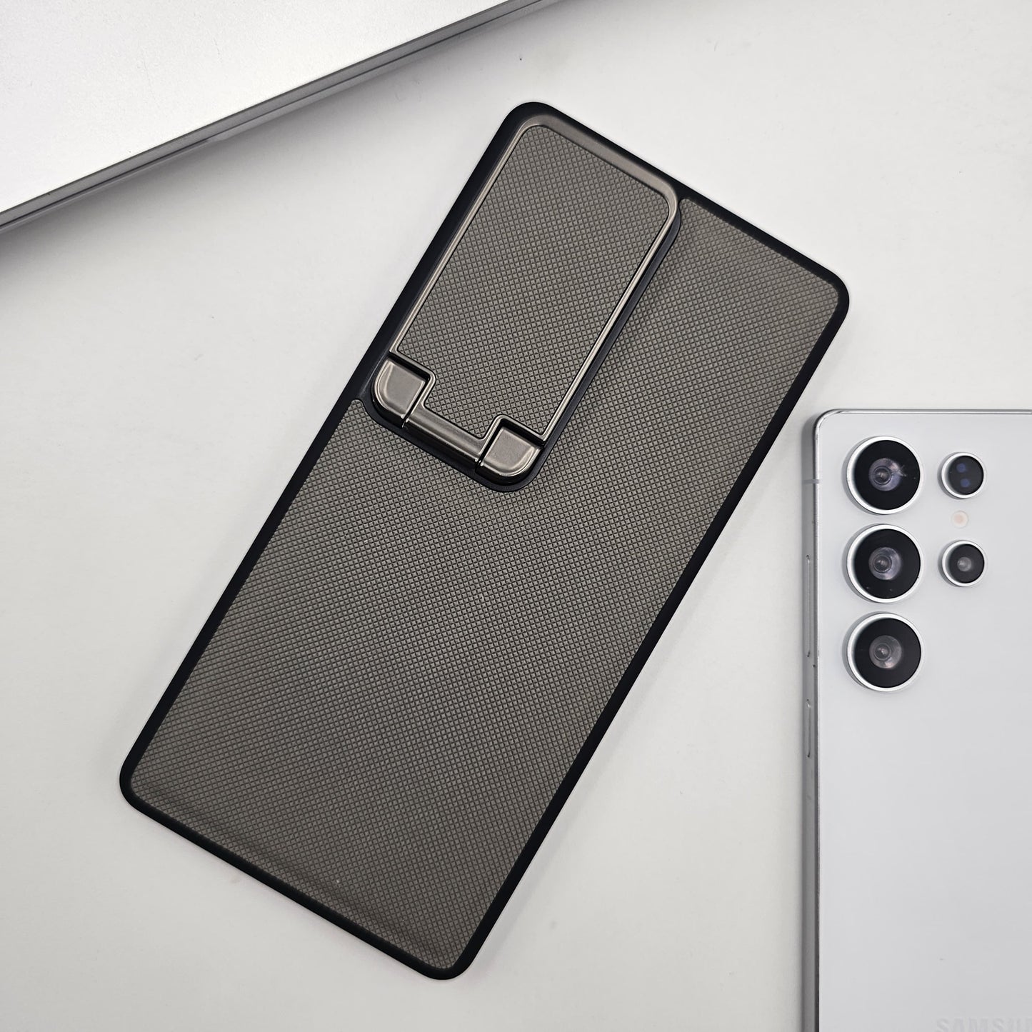 Dotted Leather Feel Case with Foldable Stand for Samsung Galaxy S23 Ultra | Premium Grip | Kickstand Style