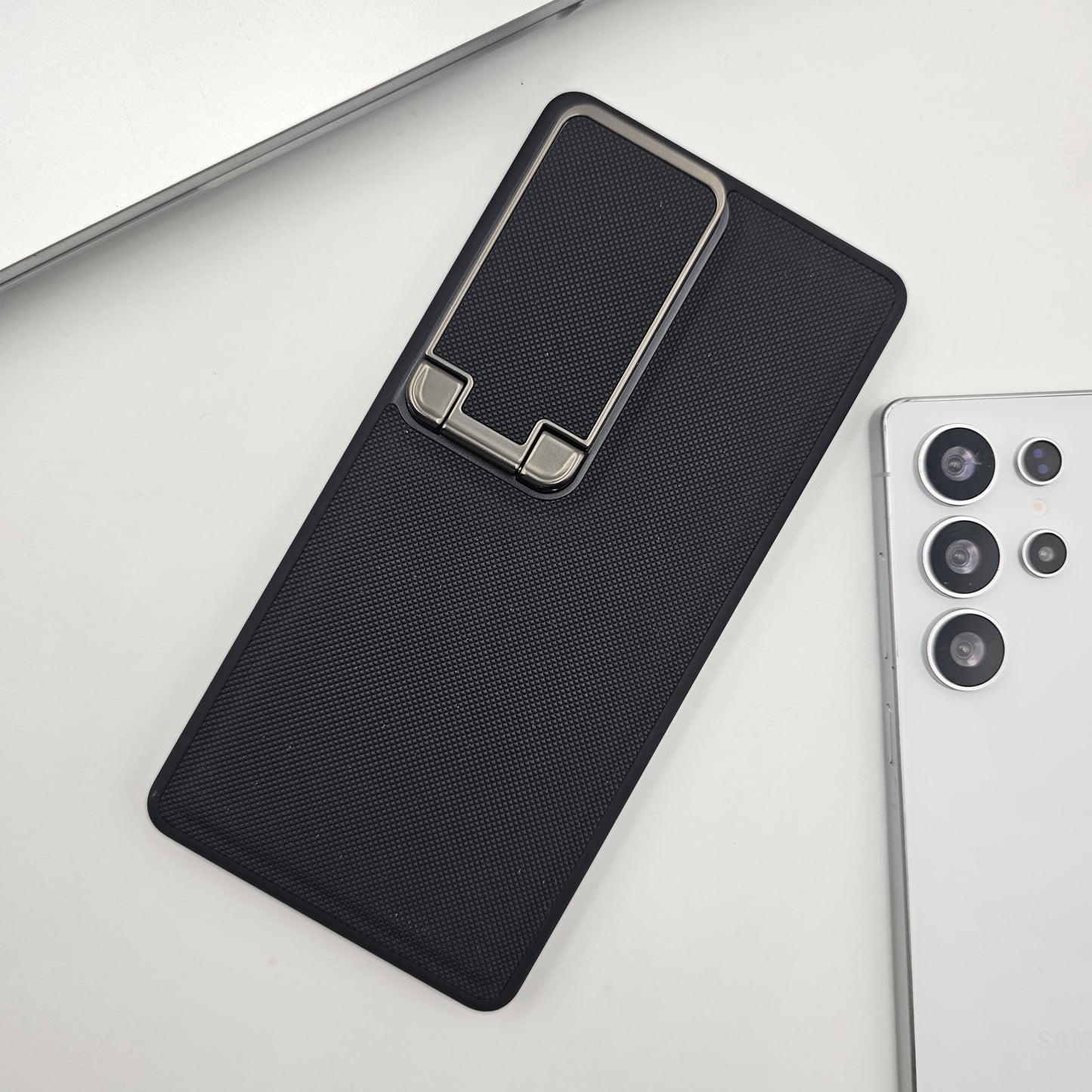 Dotted Leather Feel Case with Foldable Stand for Samsung Galaxy S23 Ultra | Premium Grip | Kickstand Style