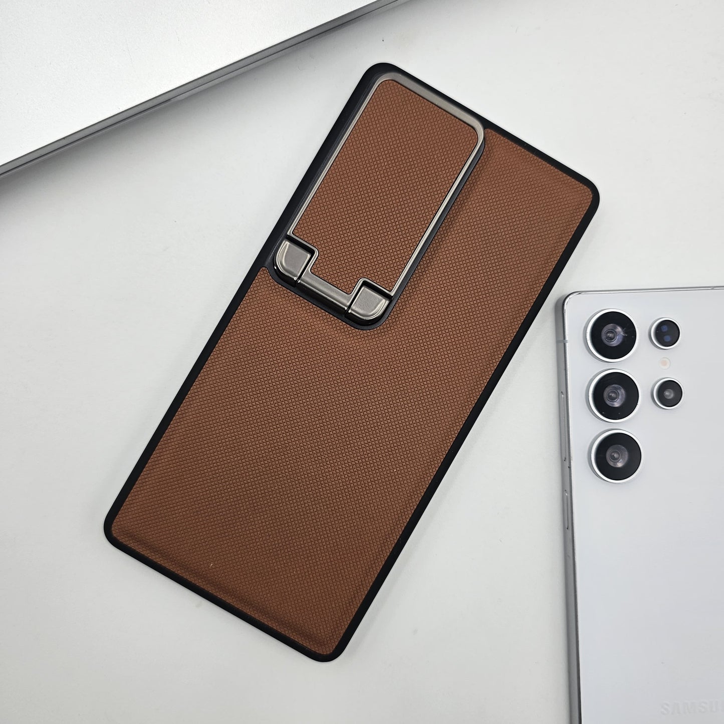 Dotted Leather Feel Case with Foldable Stand for Samsung Galaxy S23 Ultra | Premium Grip | Kickstand Style