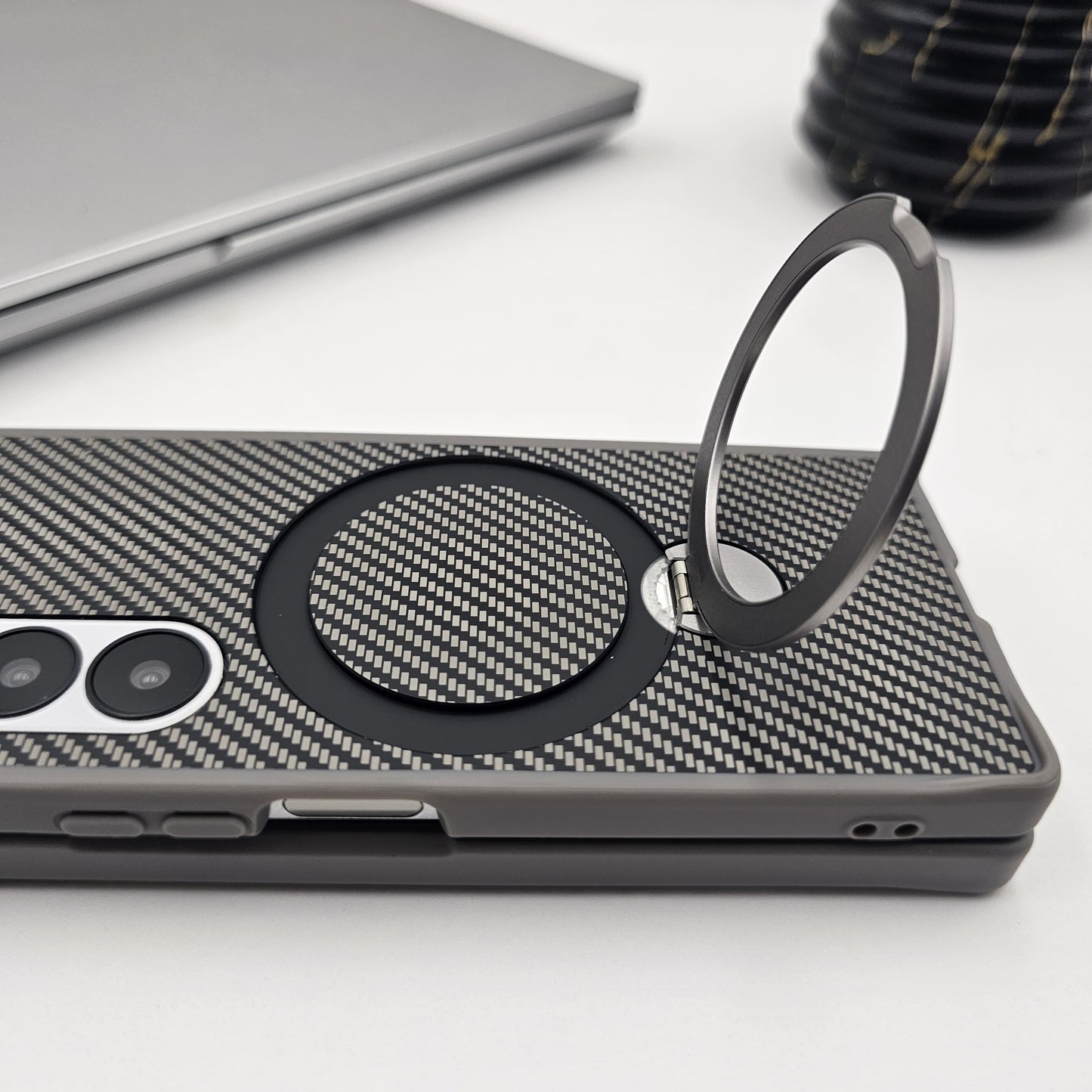 Samsung Galaxy Z Fold 5 Carbon Fibre With Magnetic Magsafe Ring Stand Case