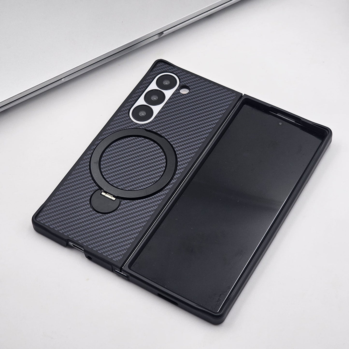 Carbon Fiber MagSafe Case for Samsung Galaxy Z Fold 6 | Rotating Ring Stand | Ultra Slim & Magnetic