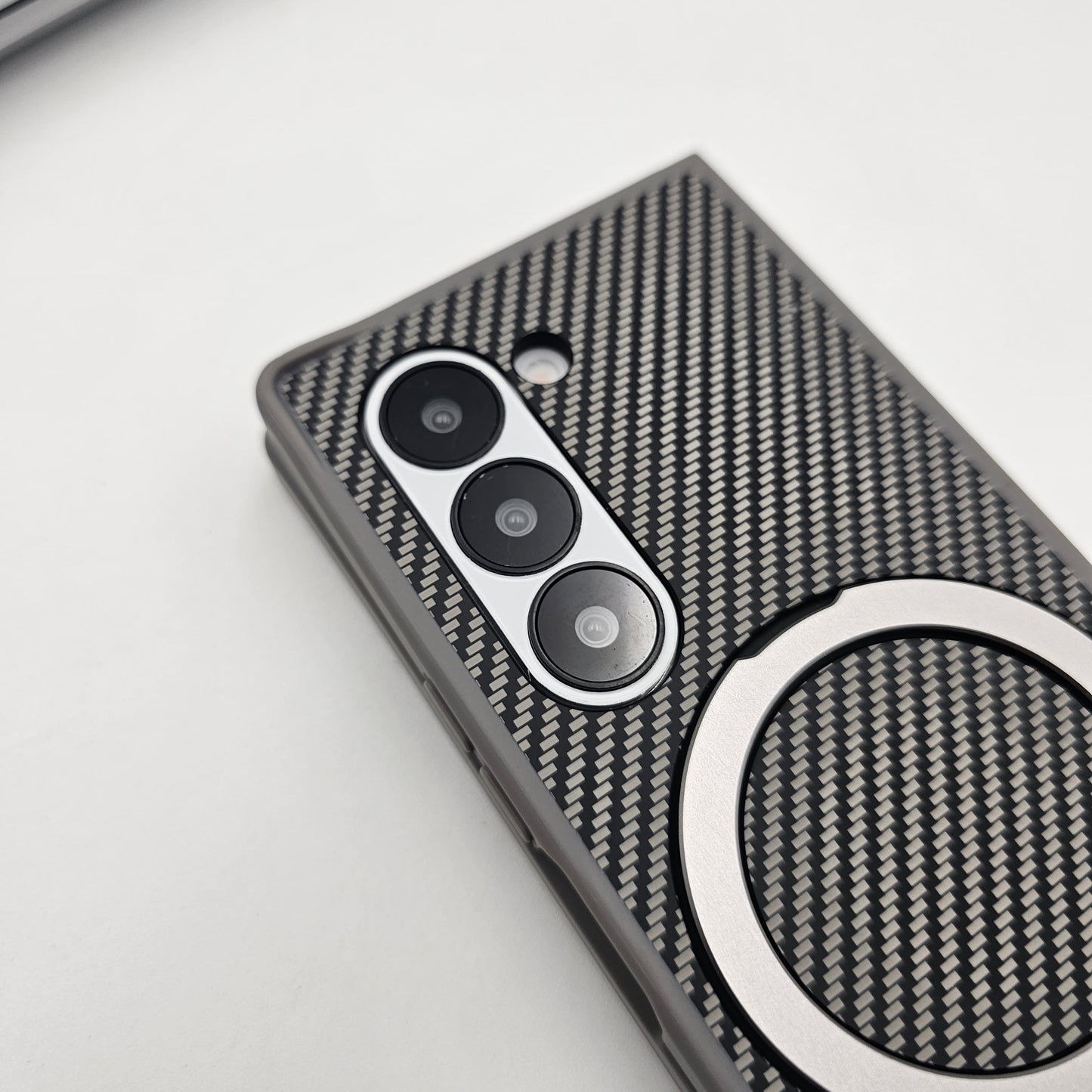 Samsung Galaxy Z Fold 5 Carbon Fibre With Magnetic Magsafe Ring Stand Case