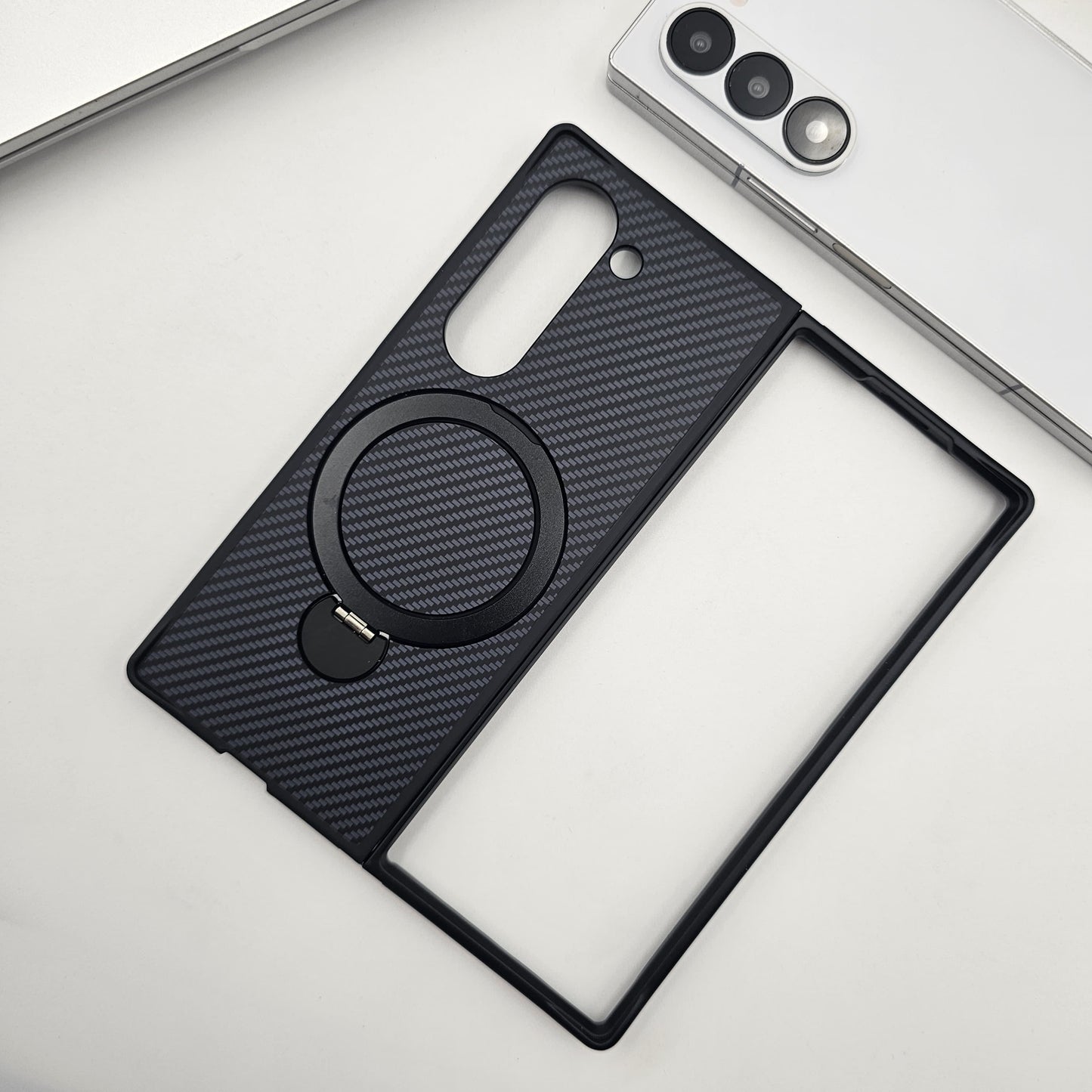 Carbon Fiber MagSafe Case for Samsung Galaxy Z Fold 6 | Rotating Ring Stand | Ultra Slim & Magnetic