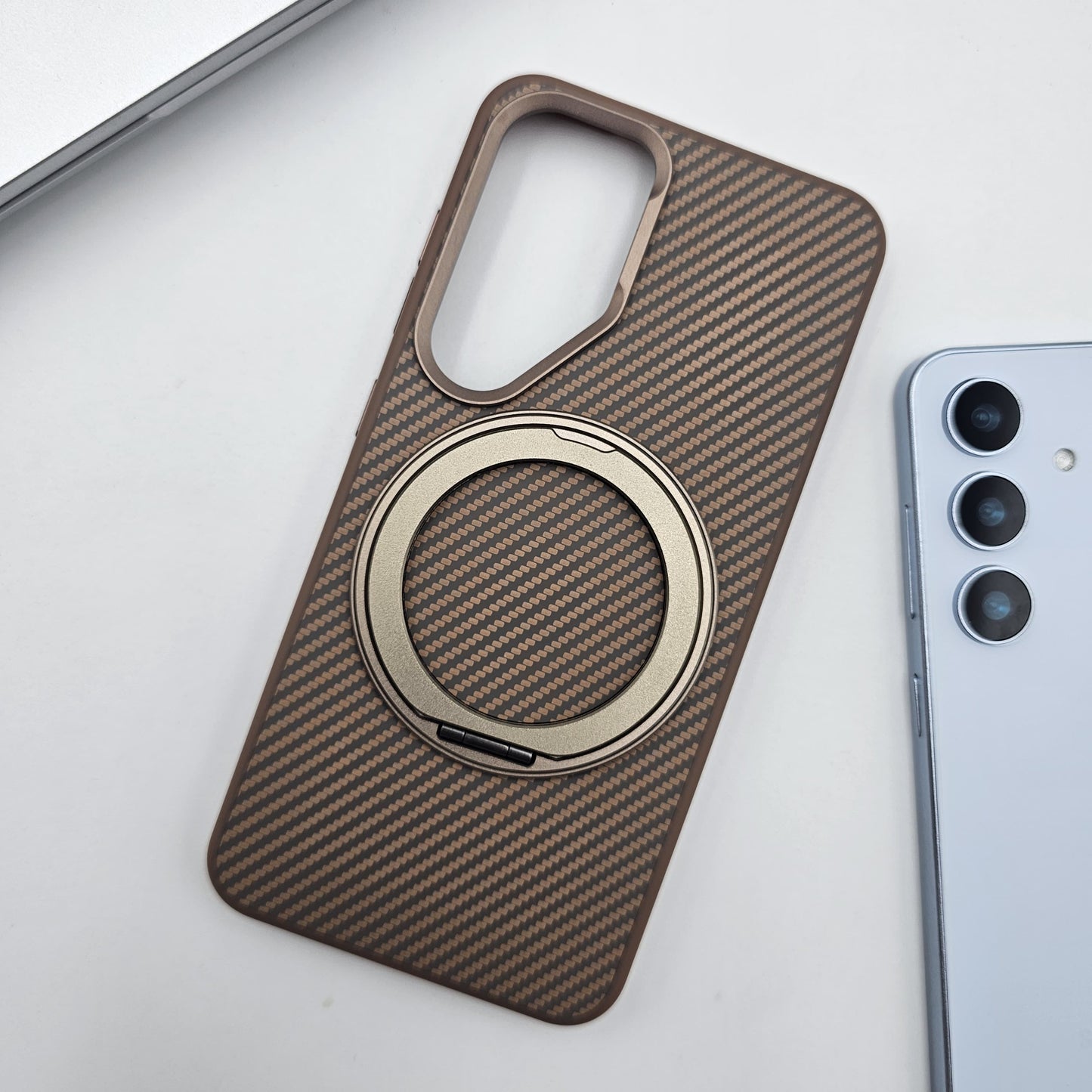 Samsung Galaxy S24 Carbon Fibre With Magnetic Magsafe Ring Stand Case