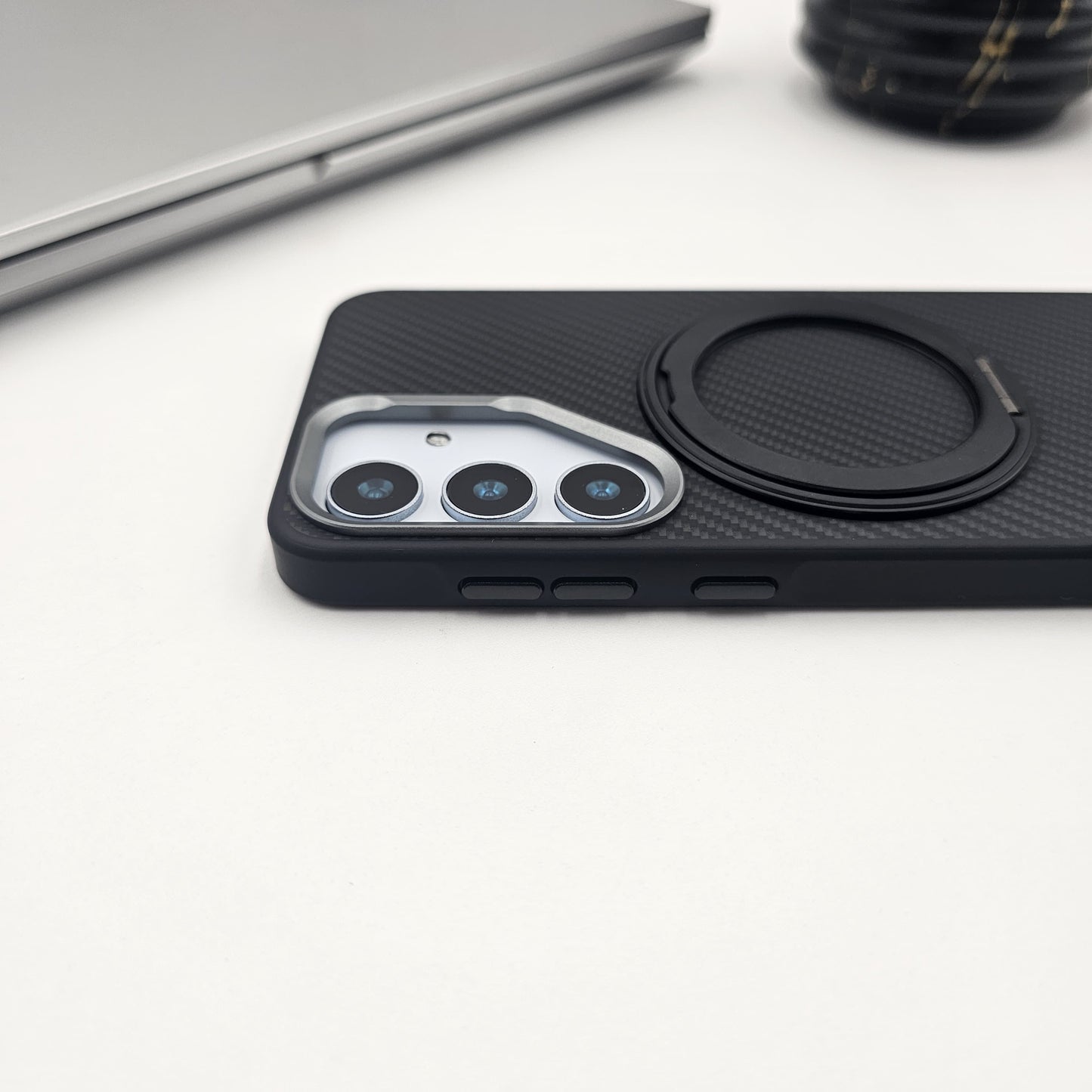 Samsung Galaxy S24 Carbon Fibre With Magnetic Magsafe Ring Stand Case