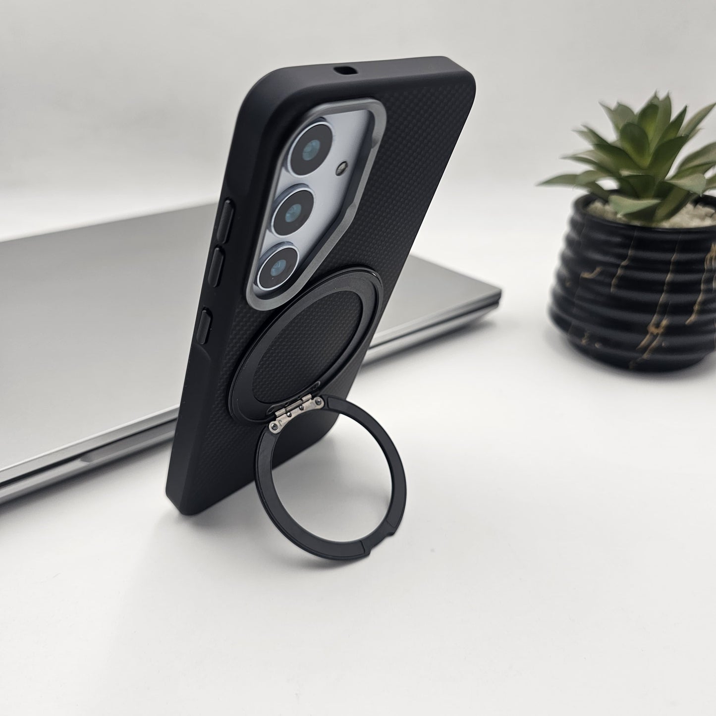 Samsung Galaxy S24 Carbon Fibre With Magnetic Magsafe Ring Stand Case