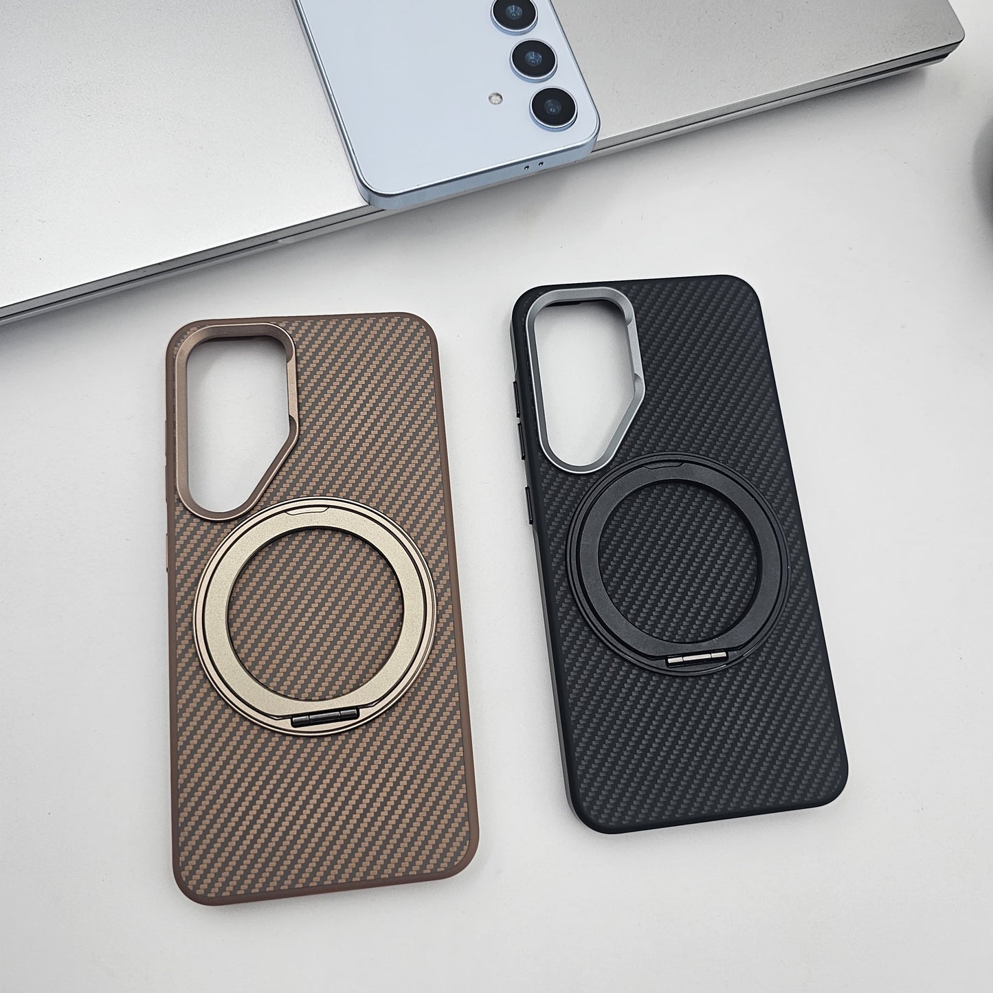 Samsung Galaxy S24 Carbon Fibre With Magnetic Magsafe Ring Stand Case